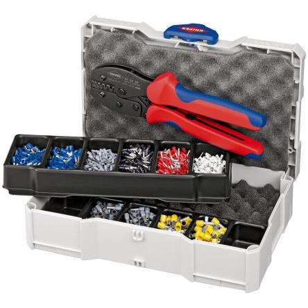Knipex Sada krimpovacích svorek, obsahuje: Koncové objímky kabelů, konektory, krimpovací kleště, Krimpovací, Sada