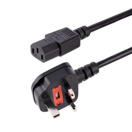 Napájecí kabel 1 m, Černá, A: BS 1363, B: IEC C13 Polyvinylchlorid, 250V ac StarTech.com