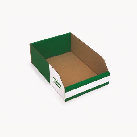 Odpadní koš barva Zelená, Bílá Lepenka 100 mm x 200 mm x 300 mm Kbins