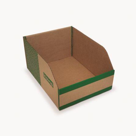 Odpadní koš barva Zelená, Bílá Lepenka 200 mm x 300 mm x 400 mm Kbins