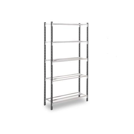 Základní regálové pole, Ocelový plech 5policový barva Šedá 2000 mm x 1000mm 600 mm nosnost 230 kg Manorga