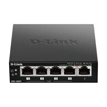 Gigabitový switch, model: 5-Port Desktop Gigabit PoE+ Switch 5portový 10Mbps, 100 Mbps, 1000 Mbps D-Link Neřízený