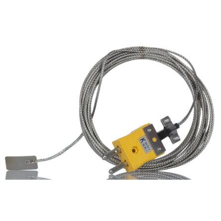 Listový termočlánek Flat Thermocouple 5 m kabel typ K Nerezová ocel 5 m sonda, -50 °C 13 mm na 350 °C ANSI, RoHS