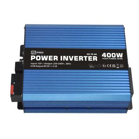 RS PRO DC/AC měnič pro montáž napevno, stálý výkon: 400W, vstupní: 12V dc, výstup: 230V ac
