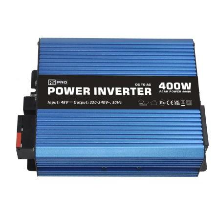 RS PRO DC/AC měnič pro montáž napevno, stálý výkon: 400W, vstupní: 48V dc, výstup: 230V ac