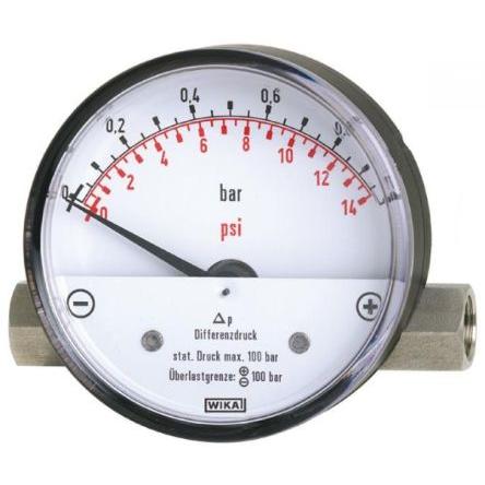 Tlakoměr diferenciálního tlaku Procesní 13294416, přesnost: 3 %FS 80 mm G 1/4 Odlévaný hliník 2 bar 0 bar WIKA