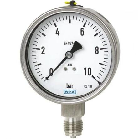 Tlakoměr Závitový proces 48793963 63 mm 3/4 in Nerezová ocel 304, 180 °C 10 bar 0 bar WIKA