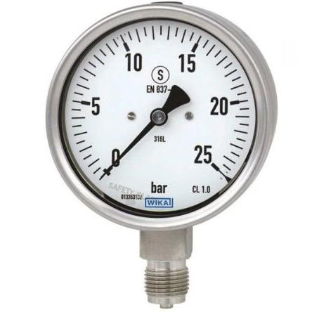Tlakoměr 48807218 100 mm G 1/2 Nerezová ocel 304, 100 °C 60 bar 0 bar WIKA