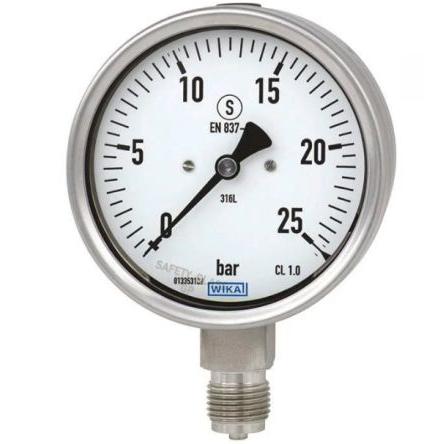 Tlakoměr Procesní 7683290 100 mm 1/2 in NPT Nerezová ocel 316, 200 °C 1600 kPa 0 kPa WIKA