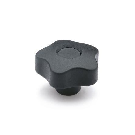 Knoflík Technopolymer na bázi polypropylenu barva Černá 69743-C9 Drážkovaná koule M6 Elesa Závitový průchozí otvor