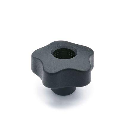 Knoflík Polypropylenový technopolymer barva Černá 69776 Drážkovaná koule M12 Elesa Závitový průchozí otvor