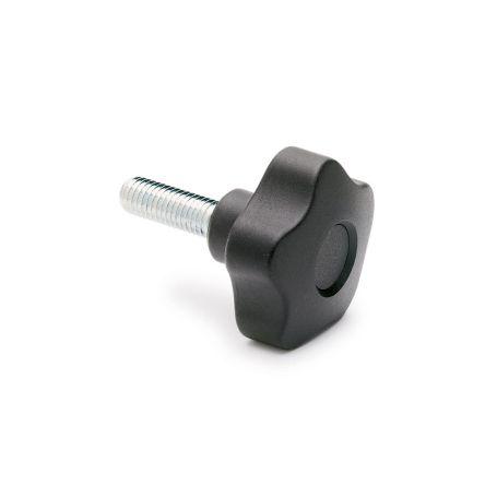Knoflík Technopolymer na bázi polypropylenu barva Černá 69913-C9 Drážkovaná koule M8 x 25 Elesa Závitový čep