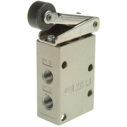 Pneumatický ventil s ručním ovládáním, řada: VM400 Páka s válečkem Rc 1/8 RC, materiál tělesa: Hliníková slitina III B,