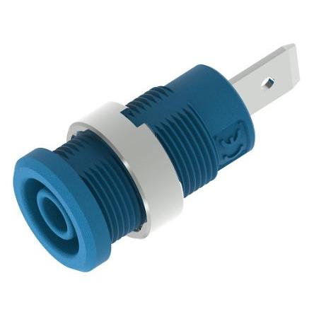 Electro PJP Zásuvka na banánky, 4 mm, 1kV, 36A, Modrá, Vnitřní Jazýček, materiál kontaktu: Mosaz, délka: 34 mm, pokovení