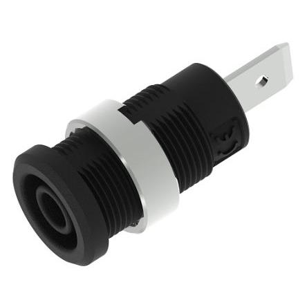 Electro PJP Zásuvka na banánky, 4 mm, 1kV, 36A, Černá, Vnitřní Jazýček, materiál kontaktu: Mosaz, délka: 34 mm, pokovení