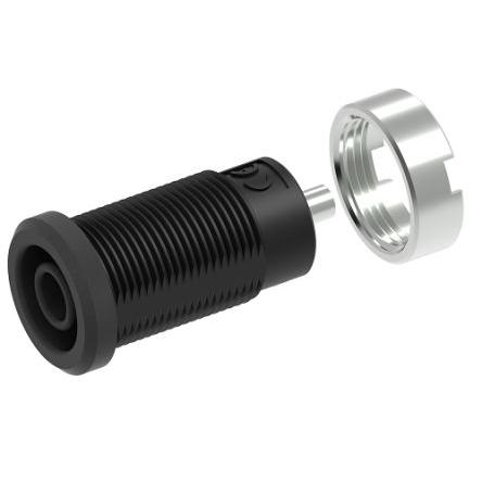 Electro PJP Zásuvka na banánky, 4 mm, 1kV, 25A, Černá, Vnitřní Jazýček, délka: 28.2 mm, pokovení kontaktu: Niklovaný