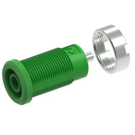 Electro PJP Zásuvka na banánky, 4 mm, 1kV, 25A, Zelená, Vnitřní Jazýček, délka: 28.2 mm, pokovení kontaktu: Niklovaný