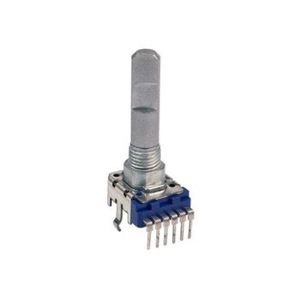 Audio spínač IC, průměr hřídele: 6 mm 1otáčkový, řada: PRS12R 10 kΩ 20 % 0.05 W Rotační, Montáž na plošný spoj 1 Bourns