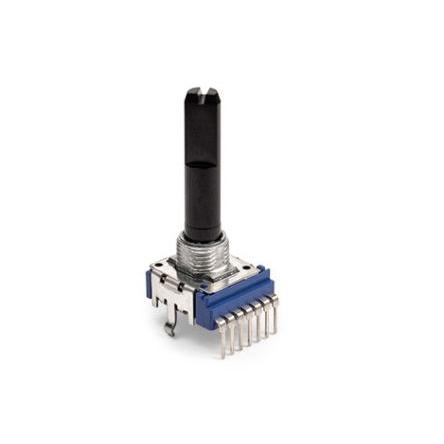 Audio spínač IC, průměr hřídele: 6 mm 1otáčkový, řada: PRS14R 500 kΩ 20 % 0.03 W Rotační, Montáž na plošný spoj 1 Bourns