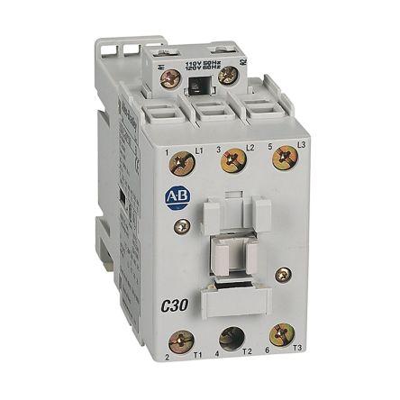 Allen Bradley 1 NO Stykač napětí ve vinutí 24V dc 3pólový 30 A 690V ac 26 kW s 3 NO kontakty 24V dc Řízení motoru,