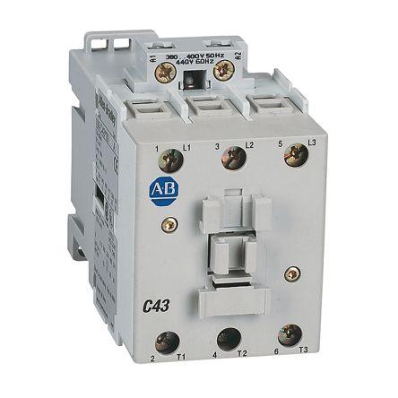 Allen Bradley 1 NO/0 NC Stykač napětí ve vinutí 24V dc 3pólový 43 A 690V ac 34 kW s 3 NO kontakty 24V dc Řízení motoru,