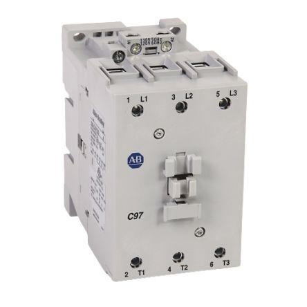 Allen Bradley Stykač napětí ve vinutí 24V dc 3pólový 97 A 690V ac 52 kW s 3 NO kontakty 24V dc Řízení motoru, rozsah: