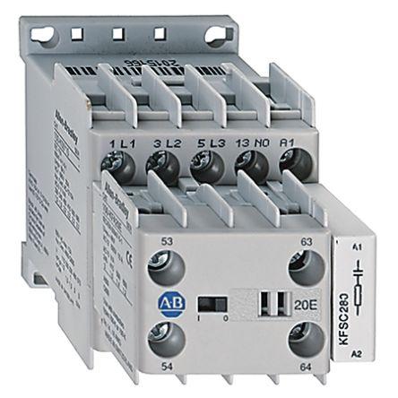 Allen Bradley 1 NC Stykač napětí ve vinutí 24V dc 3pólový 9 A 690V ac 8.7 kW s 3 NO kontakty 24V dc Spínací, rozsah: