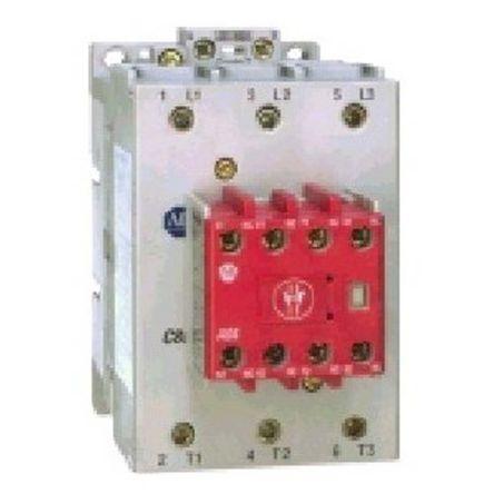 Allen Bradley 2 NO, 2 NC Stykač napětí ve vinutí 24V dc 3pólový 97 A 690V ac 52 kW s 3 NO kontakty 24V dc, rozsah: