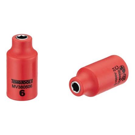 Zásuvka 3/8 in pohon 6 mm 6 bodů Šestihran Splňuje normu VDE/1000V, celková délka: 46mm Teng Tools