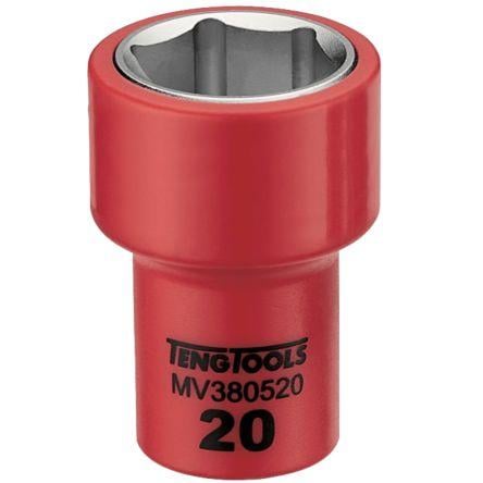 Zásuvka 3/8 in pohon 18 mm 6 bodů Šestihran Splňuje normu VDE/1000V, celková délka: 46mm Teng Tools