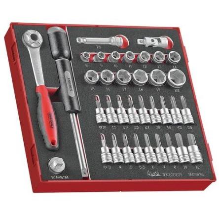 Sada nástrčných klíčů, počet kusů: 36 3/8 in 6 bodů typ buzení Čtvercový Teng Tools