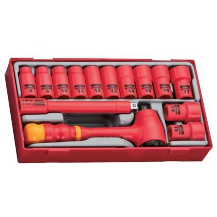 Sada nástrčných klíčů, počet kusů: 14 3/8 in 6 bodů Splňuje normu VDE/1000V typ buzení Šestihran Teng Tools