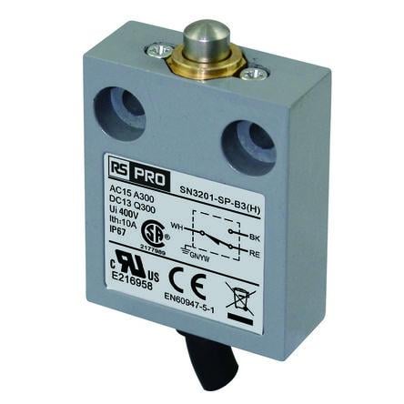 RS PRO RS PRO Plunžr Koncový spínač 1 NO/1 NC IP67 Slitina zinku 300V ac 10A
