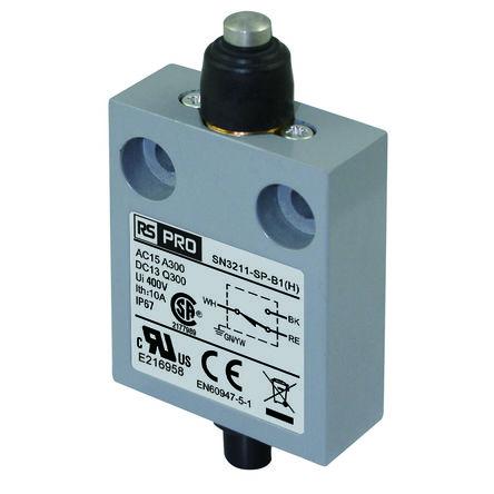 RS PRO Plunžr Koncový spínač 1 NO/1 NC IP67 Slitina zinku 300V ac 10A