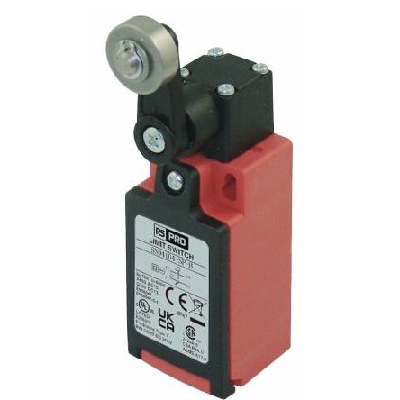 RS PRO RS PRO Páka s válečkem Koncový spínač 1 NO/1 NC IP67 Plast vyztužený sklem 250V ac 3A