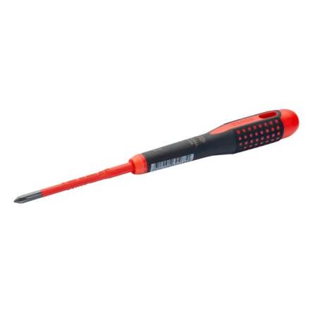 Šroubovák, dělka lopatky: 80 mm Legovaná ocel Splňuje normu VDE/1000V Izolované hrot PH1 x PH2, celková délka: 202mm