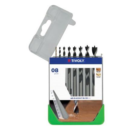 Vrták, Dřevo, počet kusů: 8 Dřevo Tivoly Dřevo, max. velikost: 10 mm, min. velikost: 2 mm