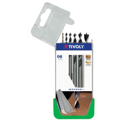 Vrták, počet kusů: 6 Dřevo Tivoly Dřevo, max. velikost: 8 mm, min. velikost: 2 mm