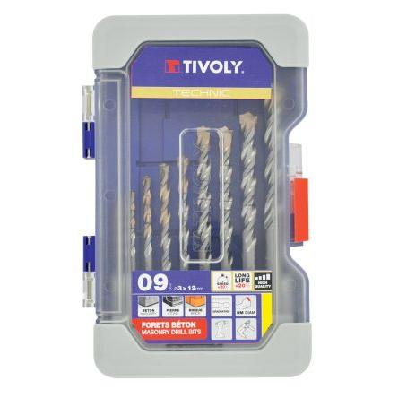 Vrták, Carbure Facettes, počet kusů: 9 Tivoly Matriční odolnost, Železobeton, max. velikost: 12 mm, min. velikost: 3 mm
