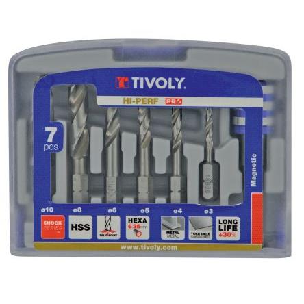 Vrták, HSS, počet kusů: 7 Tivoly Kov, max. velikost: 10 mm, min. velikost: 3 mm