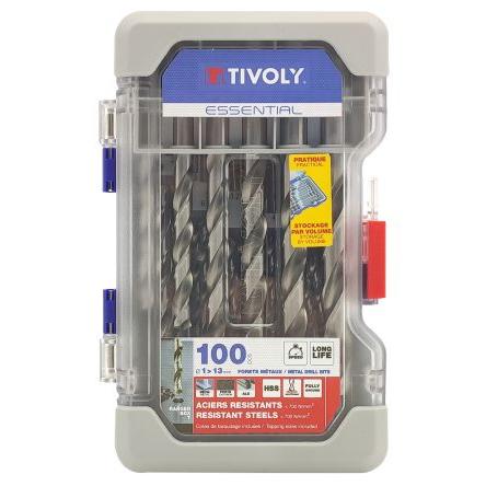 Vrták, HSS, počet kusů: 100 Vrták Tivoly Ocel, max. velikost: 13 mm, min. velikost: 1 mm