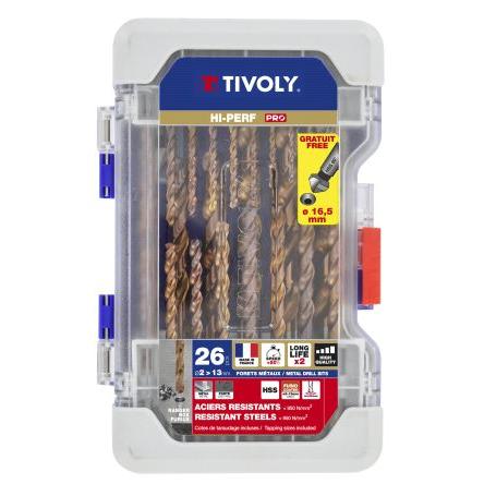 Vrták, HSS, počet kusů: 26 Tivoly Ocel, max. velikost: 13 mm, min. velikost: 2 mm