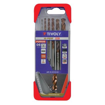 Vrták, HSS, počet kusů: 6 Tivoly Ocel, max. velikost: 8 mm, min. velikost: 2 mm