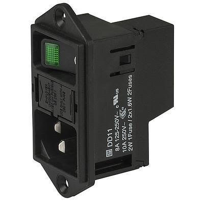 Schurter Konektor IEC C14, orientace těla: Rovný, Montáž do panelu, Šroubová svorka velikost pojistky 47.1 x 37 mm