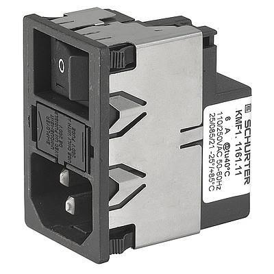 Schurter Filtr IEC 2A, řada: KMF C18, C14 Vnější, Zacvakávací montáž 5 x 20 mm, 250V ac 2 póly, 60Hz Rychlé připojení,