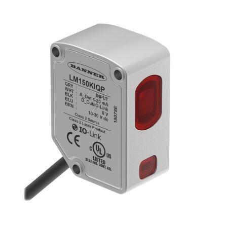 Banner Dálkoměr, řada: LM Červený laser Blok Konektor M12, výstup: Analogové Potlačení pozadí IP67