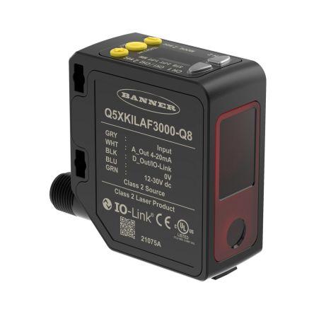 Banner Fotoelektrický snímač, řada: Q5X Červený laser Blok Konektor M12, výstup: Analogové Potlačení pozadí IP67