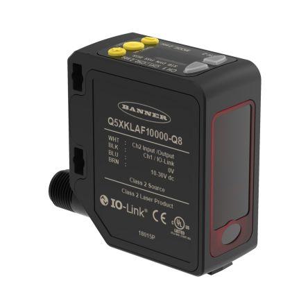 Banner Fotoelektrický snímač, řada: Q5X Červený laser Blok Konektor M12, výstup: 2 x NPN/PNP Doba letu IP67