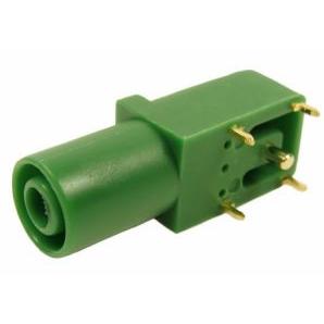 RS PRO Zásuvka na banánky, 4 mm, 1000V, 24A, Zelená, Vnitřní Pájecí, délka: 33 mm, pokovení kontaktu: Zlatá Banánek