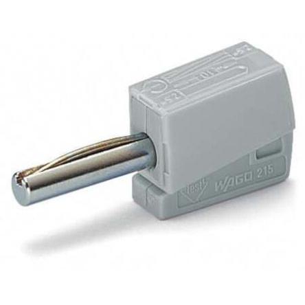 WAGO Banánkový konektor, 19.5 mm, 42V, 20A, Šedá, Vnější Klecová svorka, délka: 40 mm Banánek